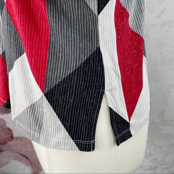 Alfred Dunner Beaded Neckline Red Grey Black Like New Medium - Picture 5 of 9